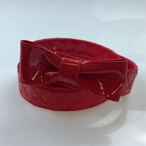 Brownie Bee Red Patent Quilted Belt with Bow N231-7